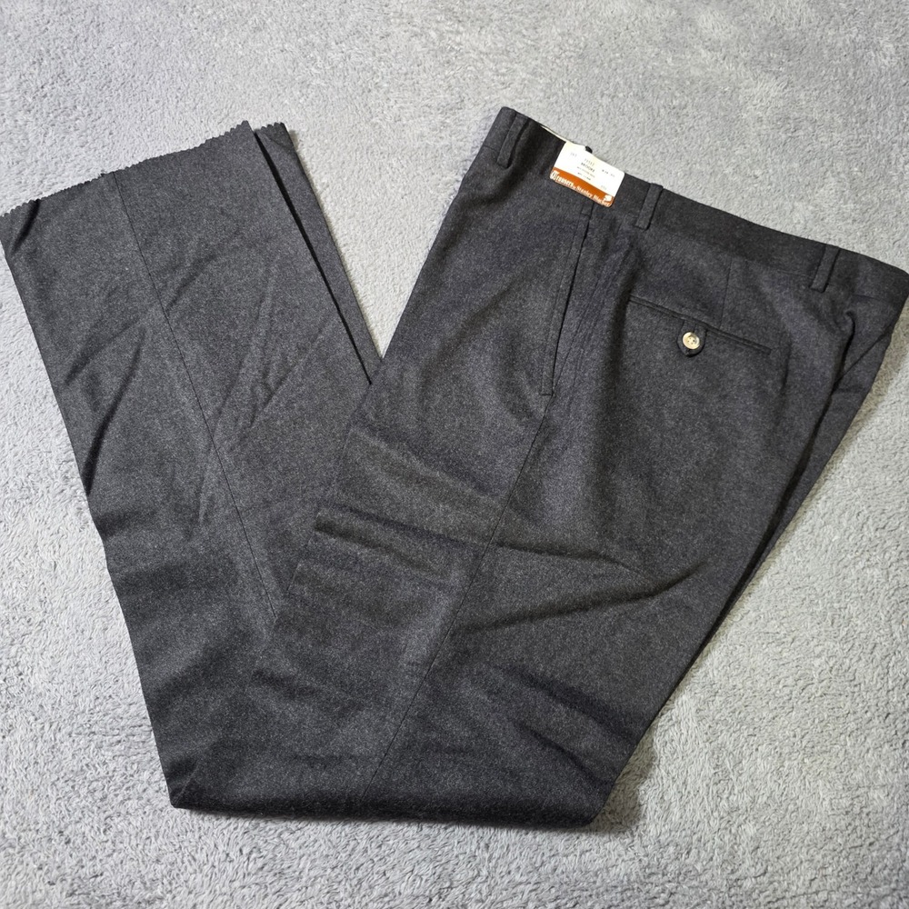 Stanley Blacker Mens 36 Dress Pants Charcoal Gray Worsted Wool Flat Front Vintag